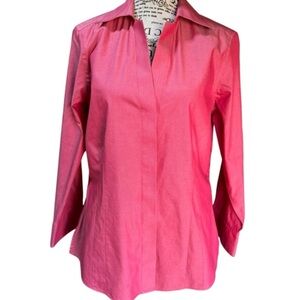 Foxcroft Taylor Essential Pinpoint Heritage Non-Iron Shirt sz 6P‎ EUC